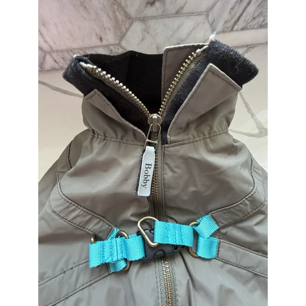 New Bobby Green Teal Rain Coat Fleece Lined Insulated Dog Jacket 20
